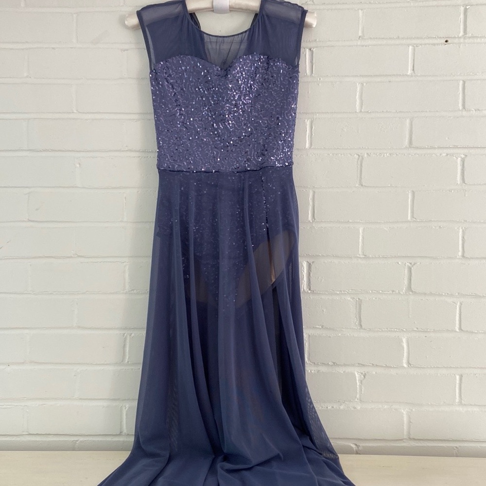 Sequin Leotard Dress ~ Performance Dress ~ Full Length Sleeveless Dance Dress